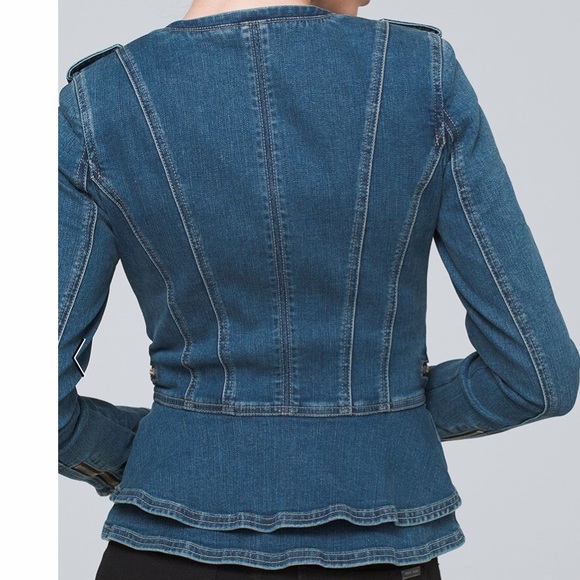 WHITE HOUSE BLACK MARKET Everyday Soft Denim Peplum Moto Jacket SZ 14.NWOT $245 - Picture 2 of 11